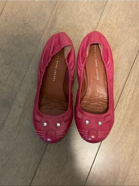 Marc by Marc Jacobs Hot Pink Leather Ballet Flats with Stud Accents